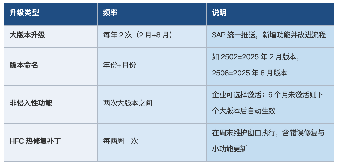 SAP ERP公有云升级时间